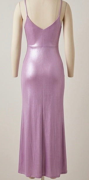 The Metallic Mauve Wrap Maxi