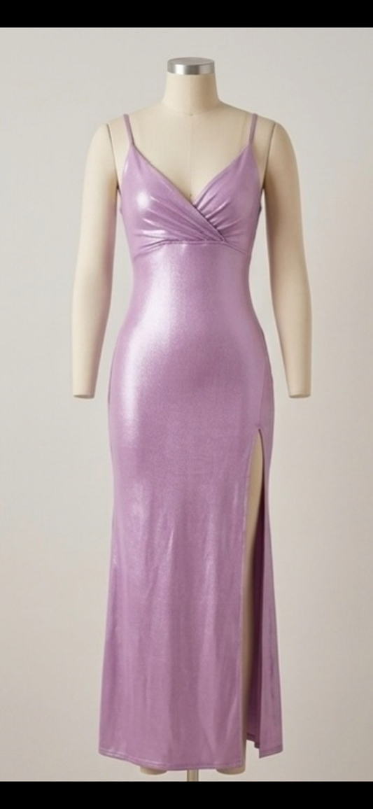 The Metallic Mauve Wrap Maxi